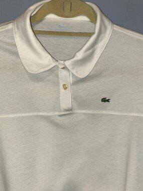 Lacoste White Pima Cotton Short Sleeve Collared Shirt, Women's Sz 40 (US Med/Sm